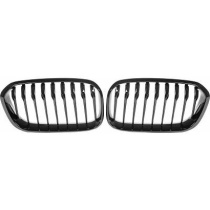 BMW 1-Serie F20 2015-2019 Enkelribbad Blanksvart Sportgrill / Njurar Performance-Look